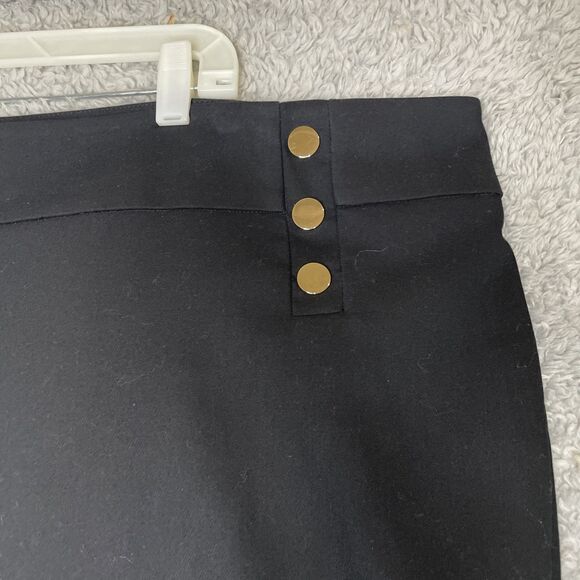 Loft Plus Pants Womens 24 Black Skinny Leg Marissa Buttons Stretch Ankle Career - Picture 8 of 10